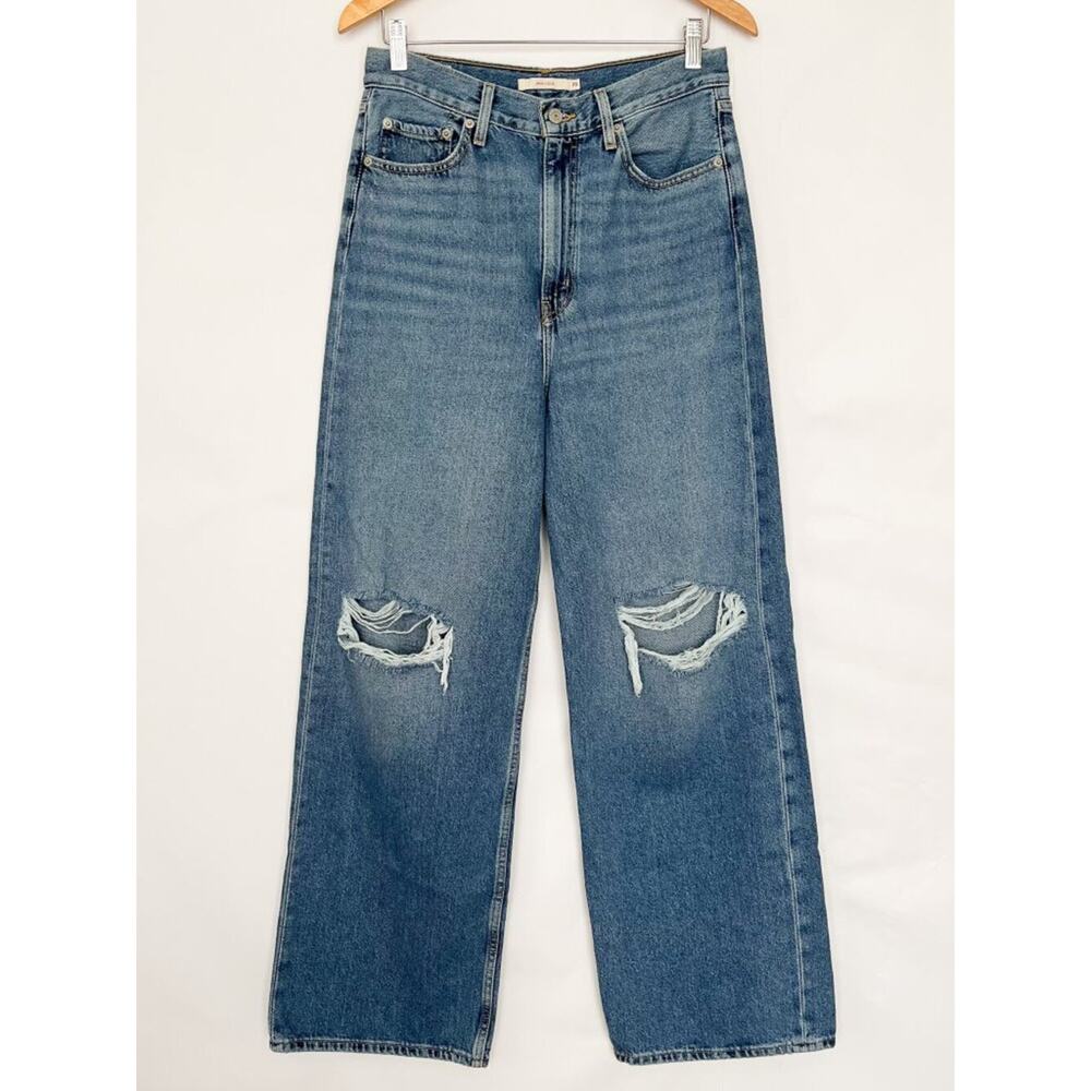 Levi’s Premium Denim Wide Leg High Waist High Loose Jean Distressed Size 29 Blue - Picture 16 of 16
